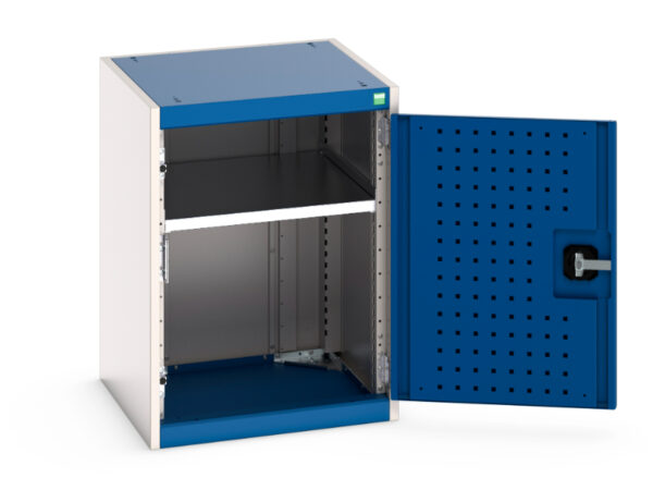Tool Pegboard Door Cupboard Storage - Cubio Cupboard Storage with Perfo Doors. WxDxH: 525X525X700mm Ral 7035/5010 _SKU-40010096.11V