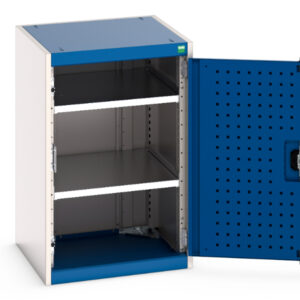 Heavy Duty Steel Cupboard Storage with Tool Panel - Cubio Cupboard Storage with Perfo Doors. WxDxH: 525X525X800mm Ral 7035/5010 _SKU-40010097.11V