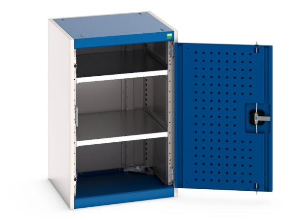 Heavy Duty Steel Cupboard Storage with Tool Panel - Cubio Cupboard Storage with Perfo Doors. WxDxH: 525X525X800mm Ral 7035/5010 _SKU-40010097.11V