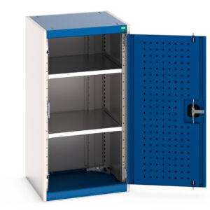 Tool Pegboard Storage Cabinet - Cubio Cupboard Storage with Perfo Doors. WxDxH: 525X525X1000mm Ral 7035/5010 _SKU-40010098.11V