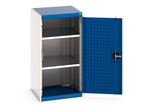 Tool Pegboard Storage Cabinet - Cubio Cupboard Storage with Perfo Doors. WxDxH: 525X525X1000mm Ral 7035/5010 _SKU-40010098.11V