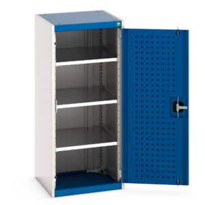 Cubio Cupboard Storage with Perfo Doors. WxDxH: 525X525X1200mm Ral 7035/5010 _SKU-40010099.11V