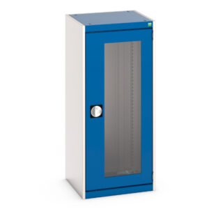 Bott Window Steel Cupboard Storage - Cubio Cupboard Storage with Window Doors. WxDxH: 525X525X1200mm Ral 7035/5010 _SKU-40010129.11V
