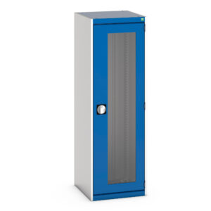 Double Door Industrial Storage Cabinet - Cubio Cupboard Storage with Window Doors. WxDxH: 525X525X1600mm Ral 7035/5010 _SKU-40010130.11V