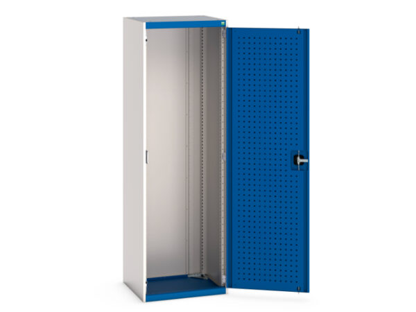 Perforated Double Door Cupboard Storage - WxDxH: 650X525X2000mm Ral 7035/5010 _SKU-40011019.11V