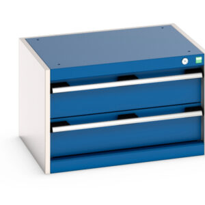 650mm Heavy Duty Drawer Storage Cabinet - Cubio Drawer Storage Cabinet with 2 Drawers. WxDxH: 650X525X400mm Ral 7035/5010 _SKU-40011037.11V