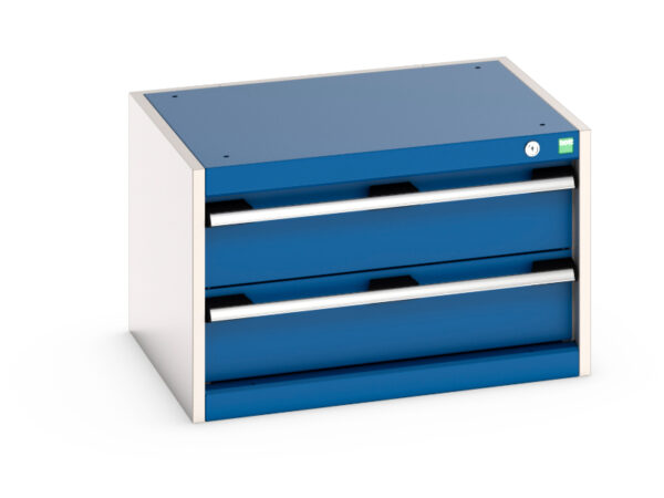 650mm Heavy Duty Drawer Storage Cabinet - Cubio Drawer Storage Cabinet with 2 Drawers. WxDxH: 650X525X400mm Ral 7035/5010 _SKU-40011037.11V