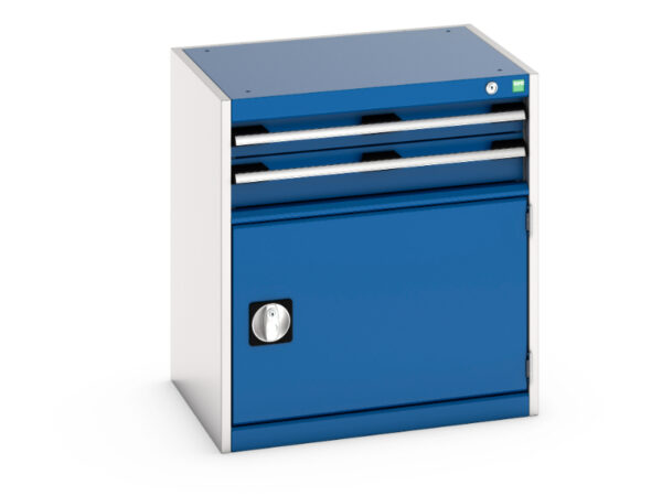 Workshop Chest of Drawers - Cubio Drawer-Door Storage Cabinet with 2 Drawers / Door. WxDxH: 650X525X700mm Ral 7035/5010 _SKU-40011041.11V