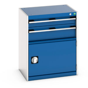 Workshop Storage Cabinet Drawers - Cubio Drawer-Door Storage Cabinet with 2 Drawers / Door. WxDxH: 650X525X800mm Ral 7035/5010 _SKU-40011044.11V