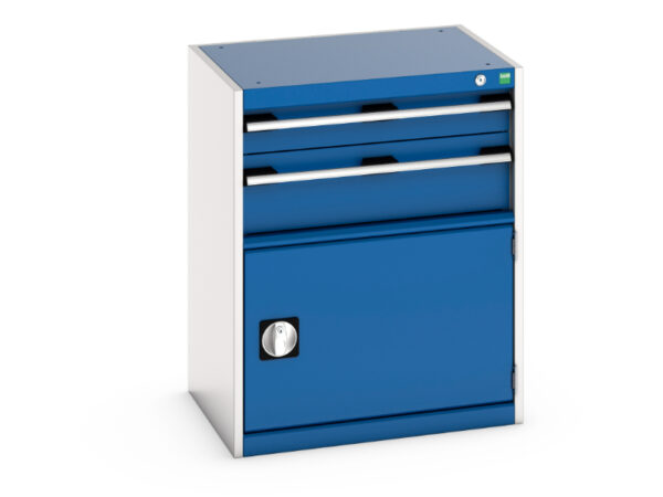 Workshop Storage Cabinet Drawers - Cubio Drawer-Door Storage Cabinet with 2 Drawers / Door. WxDxH: 650X525X800mm Ral 7035/5010 _SKU-40011044.11V