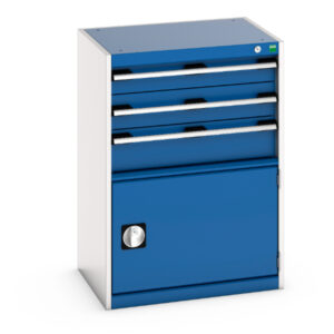 Workshop Tool Drawers - Cubio Drawer-Door Storage Cabinet with 3 Drawers / Door. WxDxH: 650X525X900mm Ral 7035/5010 _SKU-40011048.11V