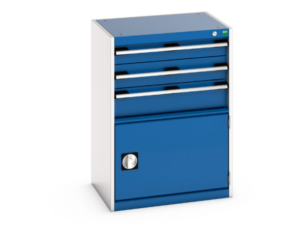 Workshop Tool Drawers - Cubio Drawer-Door Storage Cabinet with 3 Drawers / Door. WxDxH: 650X525X900mm Ral 7035/5010 _SKU-40011048.11V