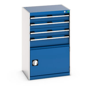 Bott Drawer Storage Cabinet - with 4 Drawers / Door. WxDxH: 650X525X1000mm Ral 7035/5010 _SKU-40011052.11V