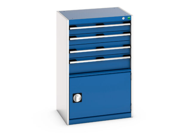 Bott Drawer Storage Cabinet - with 4 Drawers / Door. WxDxH: 650X525X1000mm Ral 7035/5010 _SKU-40011052.11V