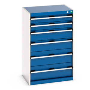 Cubio Drawer Storage Cabinet with 6 Drawers. WxDxH: 650X525X1000mm Ral 7035/5010 _SKU-40011054.11V