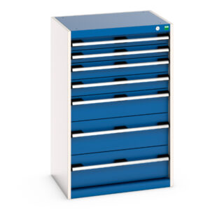 Cubio Drawer Storage Cabinet with 7 Drawers. WxDxH: 650X525X1000mm Ral 7035/5010 _SKU-40011055.11V