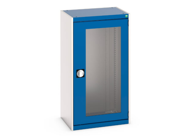 Metal Cupboard Storage with Windows - WxDxH: 650X525X1200mm Ral 7035/5010 _SKU-40011057.11V