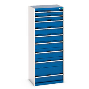 Cubio Drawer Storage Cabinet with 9 Drawers. WxDxH: 650X525X1600mm Ral 7035/5010 _SKU-40011066.11V