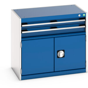 Industrial Drawers Small - Cubio Drawer-Door Storage Cabinet with 2 Drawers / Door. WxDxH: 800X525X700mm Ral 7035/5010 _SKU-40012007.11V