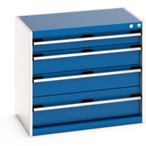 Heavy Duty Metal Workshop Storage Cabinet Drawers - 4 Drawers. WxDxH: 800X525X700mm Ral 7035/5010 _SKU-40012011.11V