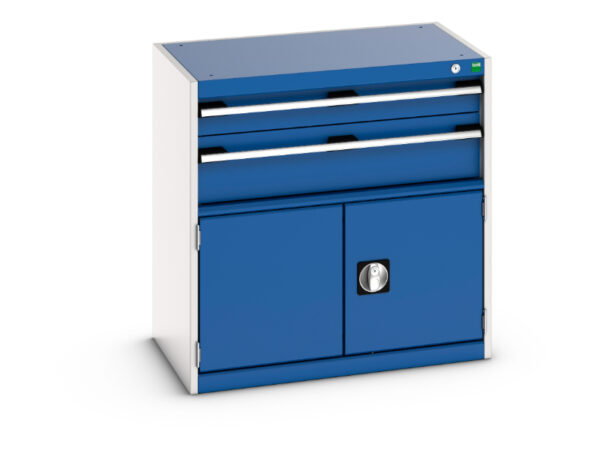 Workshop Drawer Storage Cabinet - Cubio Drawer-Door Storage Cabinet with 2 Drawers / Door. WxDxH: 800X525X800mm Ral 7035/5010 _SKU-40012013.11V