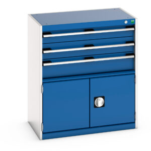 Bott Storage Cabinet with Drawers - Cubio Drawer-Door Storage Cabinet with 3 Drawers / Door. WxDxH: 800X525X900mm Ral 7035/5010 _SKU-40012023.11V