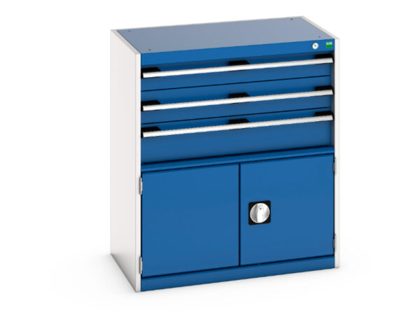 Bott Storage Cabinet with Drawers - Cubio Drawer-Door Storage Cabinet with 3 Drawers / Door. WxDxH: 800X525X900mm Ral 7035/5010 _SKU-40012023.11V