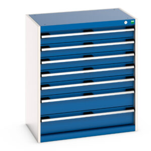Cubio Drawer Storage Cabinet with 7 Drawers. WxDxH: 800X525X900mm Ral 7035/5010 _SKU-40012029.11V