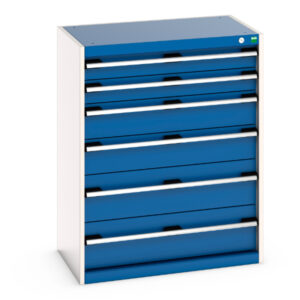 Cubio Drawer Storage Cabinet with 6 Drawers. WxDxH: 800X525X1000mm Ral 7035/5010 _SKU-40012035.11V