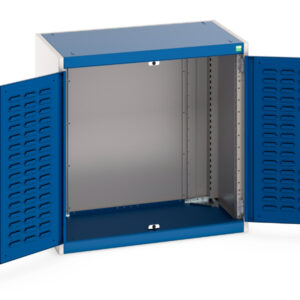 Heavy Duty Workplace Cupboard Storage - with Louvre Doors. WxDxH: 800X525X800mm Ral 7035/5010 _SKU-40012050.11V