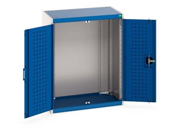 800mm Wide Metal Cupboard Storage - with Perfo Doors. WxDxH: 800X525X1000mm Ral 7035/5010 _SKU-40012053.11V