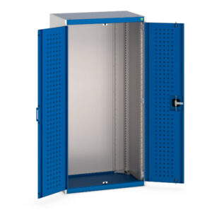Tool Pegboard Cupboard Storage - Cubio Cupboard Storage with Perfo Doors. WxDxH: 800X525X1600mm Ral 7035/5010 _SKU-40012057.11V