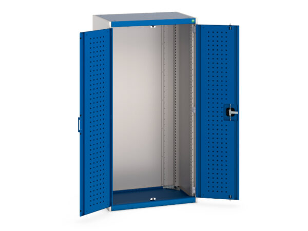 Tool Pegboard Cupboard Storage - Cubio Cupboard Storage with Perfo Doors. WxDxH: 800X525X1600mm Ral 7035/5010 _SKU-40012057.11V
