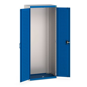 800mm Wide Metal Cupboard Storage - with Perfo Doors. WxDxH: 800X525X2000mm Ral 7035/5010 _SKU-40012059.11V
