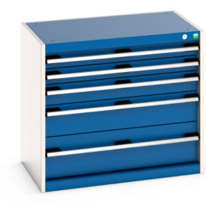 Cubio Drawer Storage Cabinet with 5 Drawers. WxDxH: 800X525X700mm Ral 7035/5010 _SKU-40012095.11V