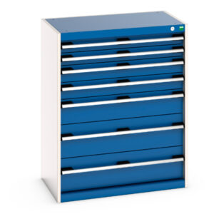Cubio Drawer Storage Cabinet with 7 Drawers. WxDxH: 800X525X1000mm Ral 7035/5010 _SKU-40012100.11V