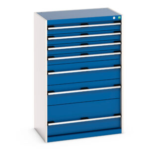 Cubio Drawer Storage Cabinet with 7 Drawers. WxDxH: 800X525X1200mm Ral 7035/5010 _SKU-40012104.11V