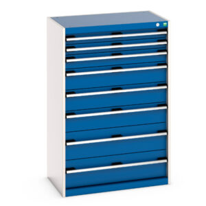 Cubio Drawer Storage Cabinet with 8 Drawers. WxDxH: 800X525X1200mm Ral 7035/5010 _SKU-40012106.11V
