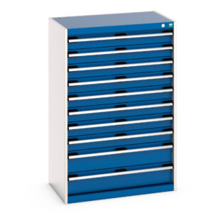 Cubio Drawer Storage Cabinet with 10 Drawers. WxDxH: 800X525X1200mm Ral 7035/5010 _SKU-40012108.11V