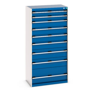 Cubio Drawer Storage Cabinet with 9 Drawers - WxDxH: 800X525X1600mm Ral 7035/5010 _SKU-40012110.11V