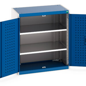 Cubio Cupboard Storage with Perfo Doors And 2 Shelves. WxDxH: 800X525X900mm Ral 7035/5010 _SKU-40012115.11V
