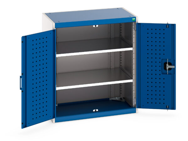 Cubio Cupboard Storage with Perfo Doors And 2 Shelves. WxDxH: 800X525X900mm Ral 7035/5010 _SKU-40012115.11V