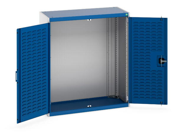 Bott Double Louvre Door Industrial Storage Cabinet - Cubio Cupboard Storage with Louvre Doors. WxDxH: 1050X525X1200mm Ral 7035/5010 _SKU-40013016.11V