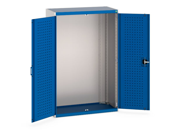 Tool Cupboard Storage with Tool Hooks - Cubio Cupboard Storage with Perfo Doors. WxDxH: 1050X525X1600mm Ral 7035/5010 _SKU-40013017.11V