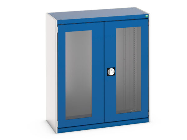 Steel Stationery Cupboard Storage - with Window Doors. WxDxH: 1050X525X1200mm Ral 7035/5010 _SKU-40013021.11V