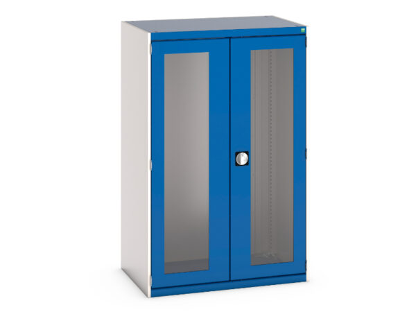 Metal Storage Cabinet with Windows - Cubio Cupboard Storage with Window Doors. WxDxH: 1050X525X1600mm Ral 7035/5010 _SKU-40013022.11V