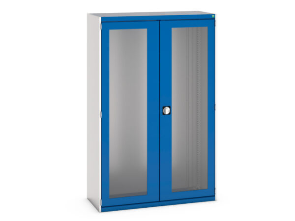 Steel Cupboard Storage with Window Doors - WxDxH: 1050X525X2000mm Ral 7035/5010 _SKU-40013023.11V