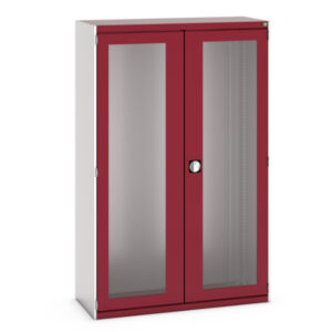 Cubio Cupboard Storage with Window Doors. WxDxH: 1050X525X2000mm Ral 7035/3004 _SKU-40013023.24V