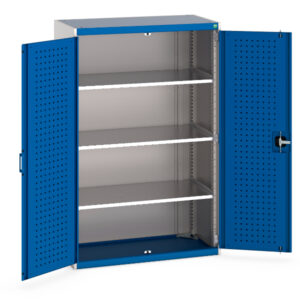Cubio Cupboard Storage with Perfo Doors And 3 Shelves. WxDxH: 1050X525X1600mm Ral 7035/5010 _SKU-40013050.11V