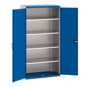 Cubio Cupboard Storage with Perfo Doors And 4 Shelves - WxDxH: 1050X525X2000mm Ral 7035/5010 _SKU-40013053.11V